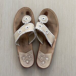 Jack Rogers Women's White and Tan Sandals 7.5